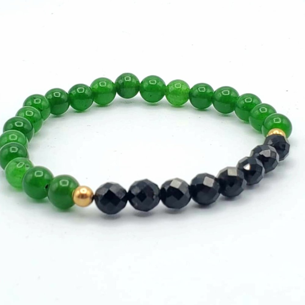 Healing Natural Jade and Black Tourmaline bracelet